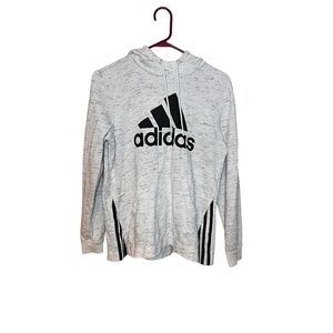 Adidas Pullover Hoodie Sweatshirt Loose Comfort Size Small Heather Spellout